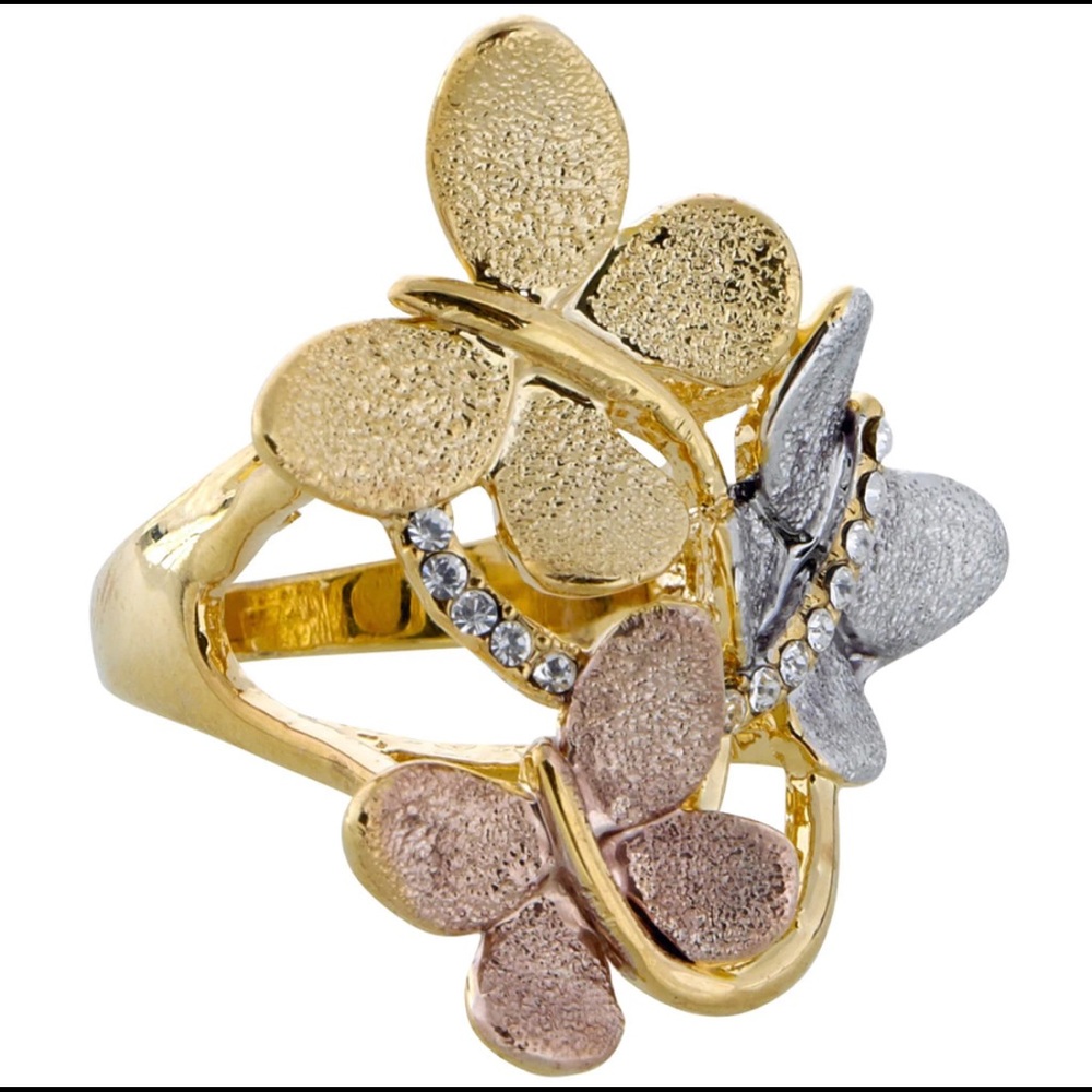 Tri-Colored Butterfly Ring,sz 6 or 7